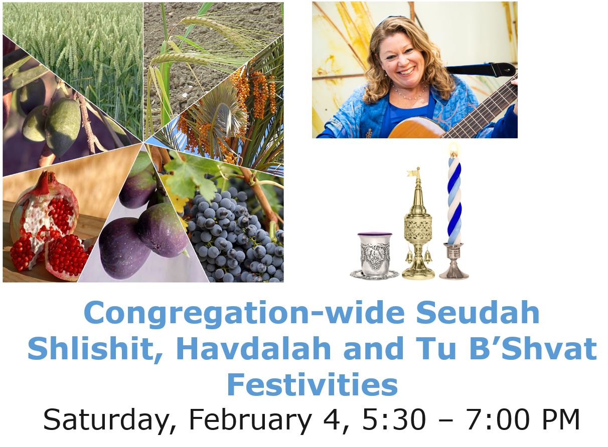 Congregation- wide Seudah Shlishit, Havdalah and Tu B’shvat Festivities